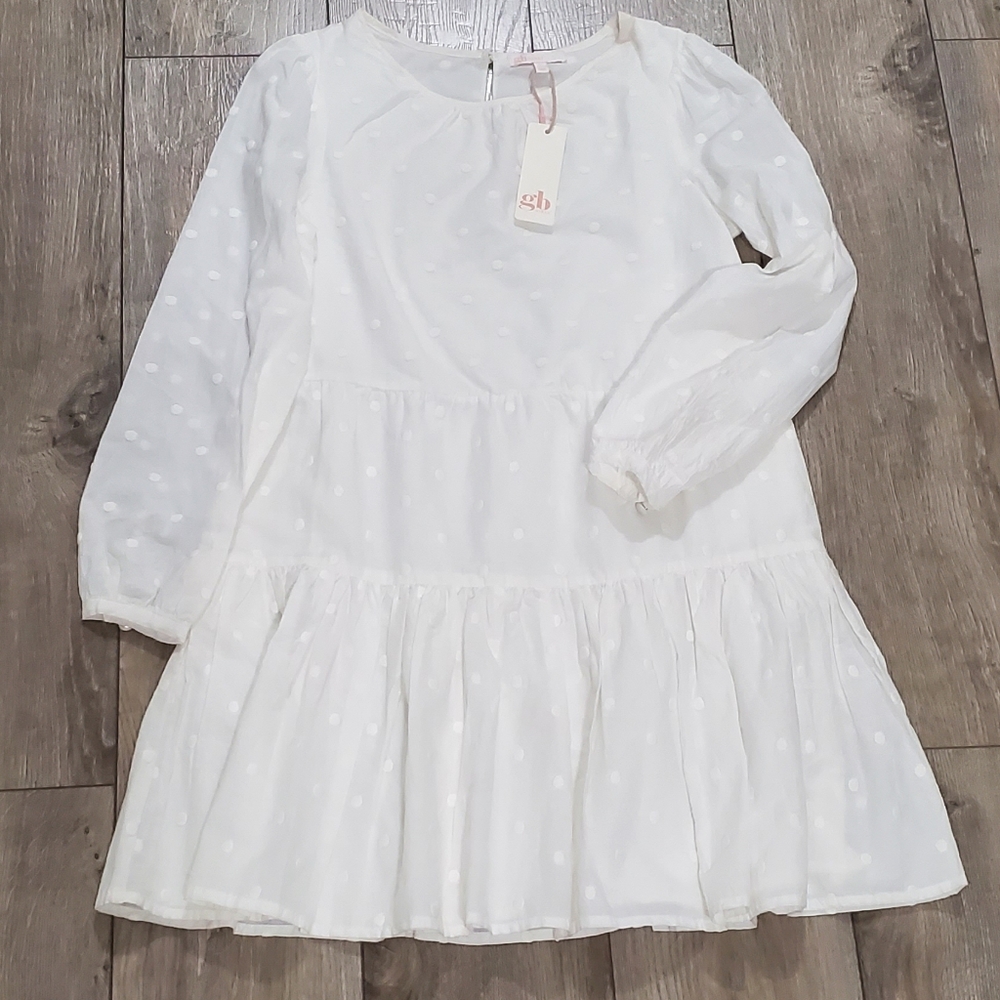 NWT Gianni Bini White Swiss Dot Girls Dress